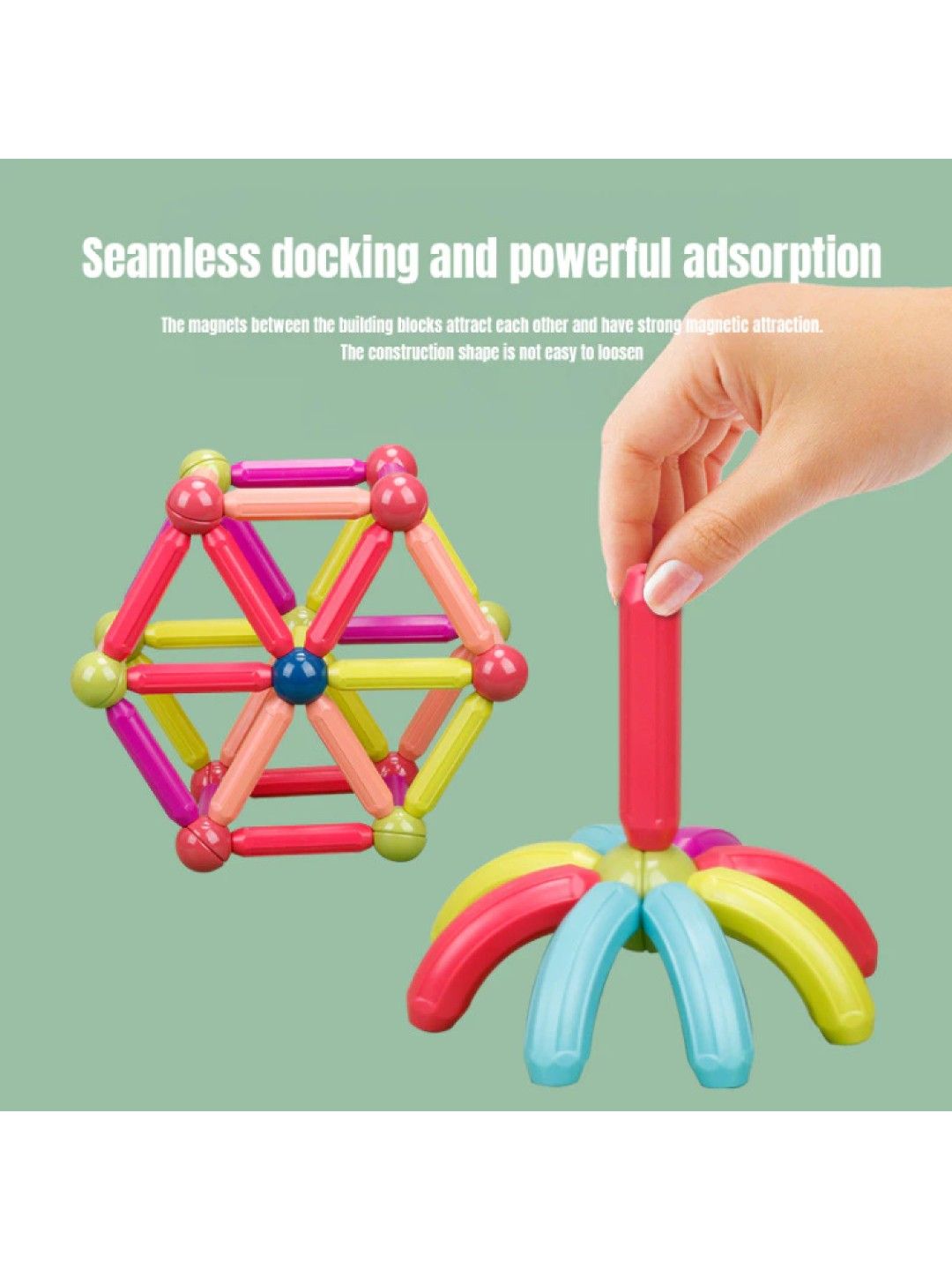 BabyPro Kids Magnetic Stick Ball Building Blocks 64pcs (No Color- Image 4)