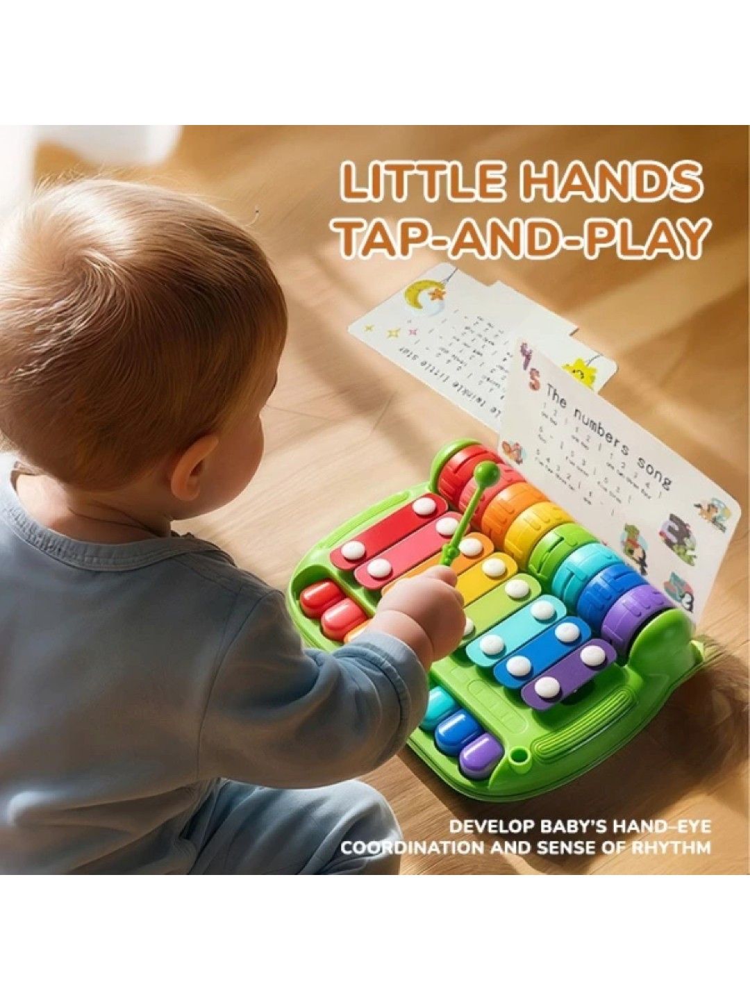 BabyPro Kid's Early Learning Instrument Xylophone Musical Toy with Song Cards (Green- Image 4)