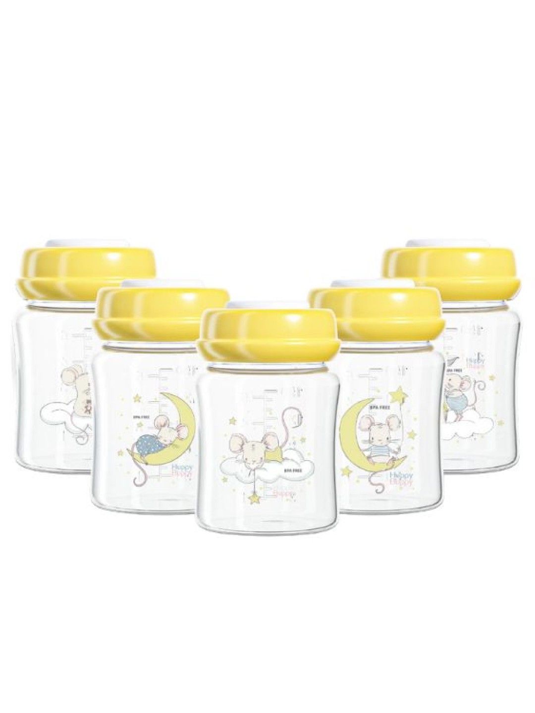 Huppy Buppy Breastmilk Storage Bottle - Wide Neck 6oz (5pcs)