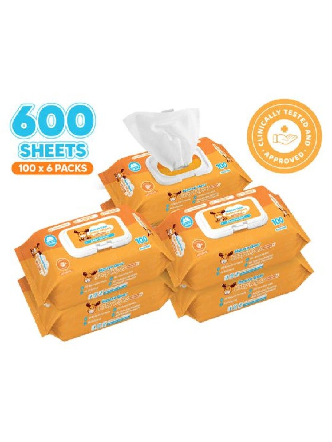 Moose Gear Baby Wipes Baby Scent (100s x 6 Packs)