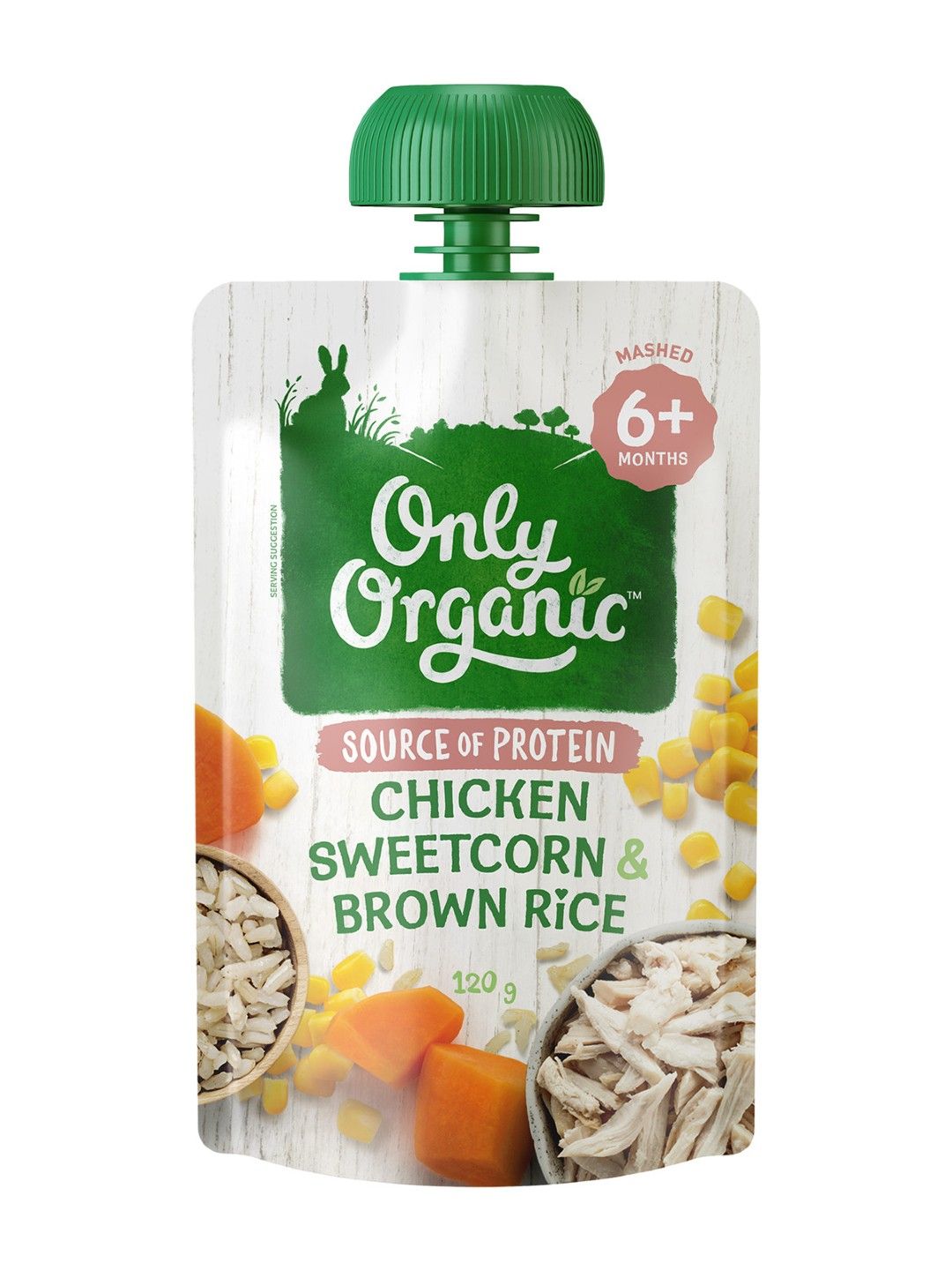 Only Organic Chicken Sweetcorn & Brown Rice (120g)
