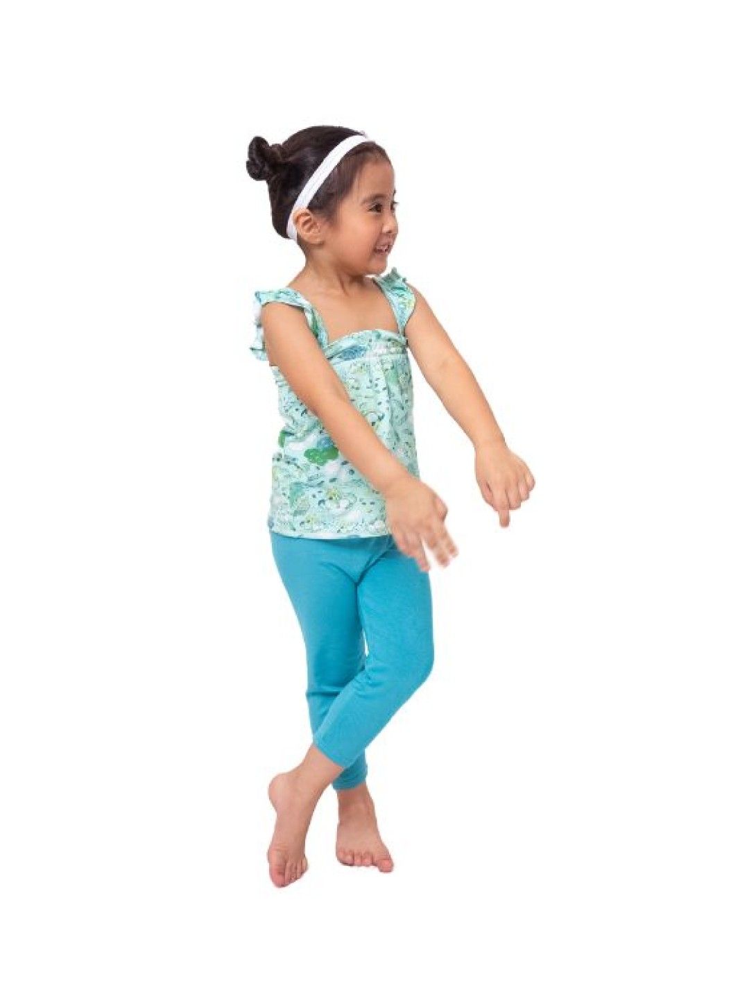 bean fashion Alessa Lanot Playwear Luntian Gang Ruffled Sleeveless with Plain Leggings (Multicolor- Image 1)