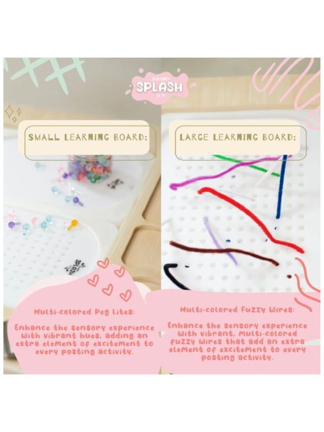 Sensory Splash Club Pattern Play Sensory Learning Board with Fuzzy wires (No Color- Image 4)