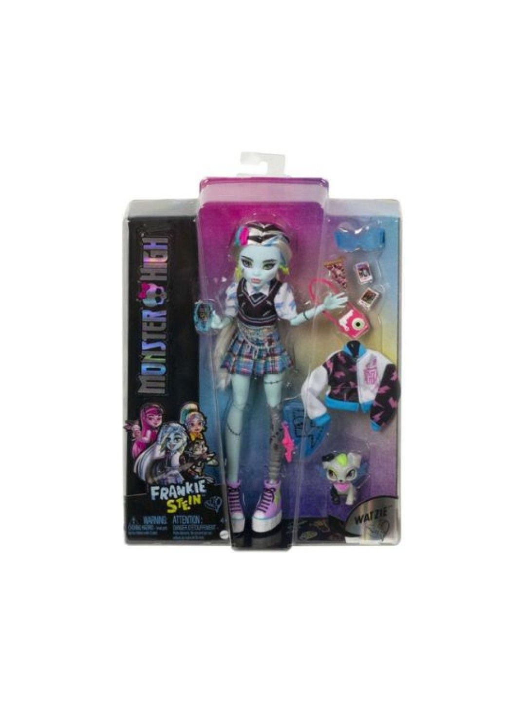 Monster High Frankie Stein Doll with Pet Blue and Black Streaked Hair (No Color- Image 4)