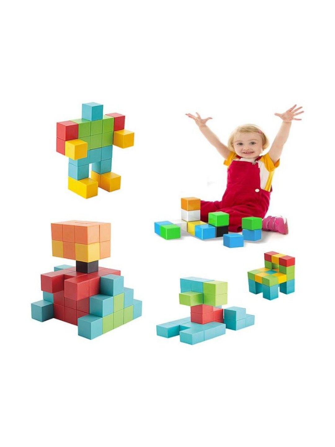 Magnetic Blocks Magnetic Building Blocks Educational Puzzle Toy Color Cubes 64pcs. (No Color- Image 4)
