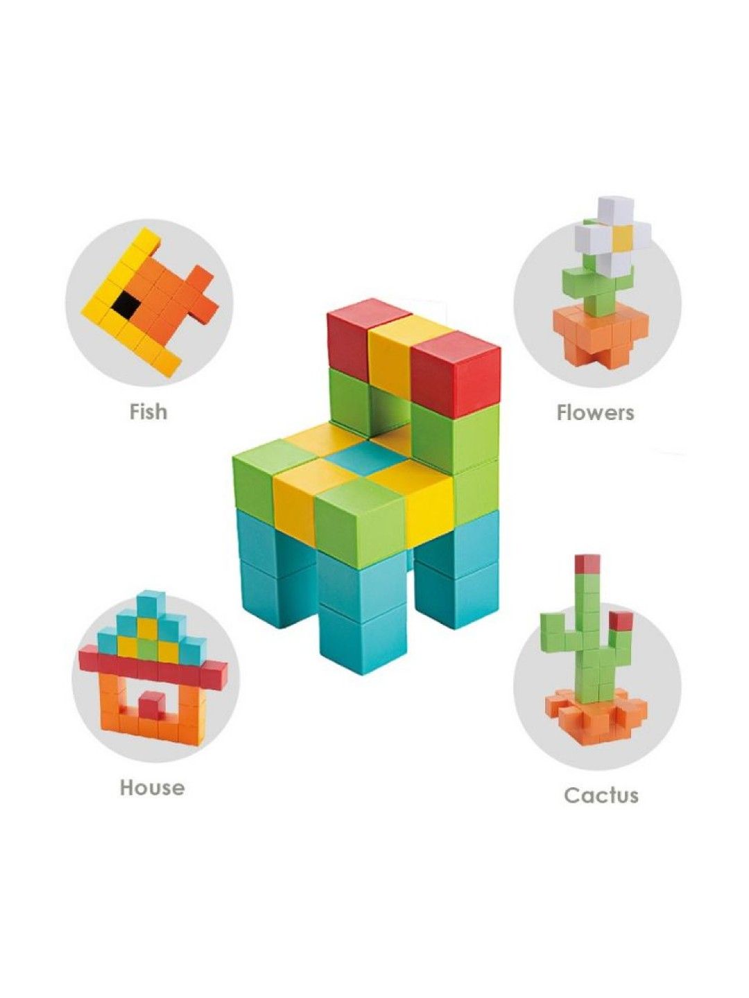 Magnetic Blocks Magnetic Building Blocks Educational Puzzle Toy Color Cubes 64pcs. (No Color- Image 2)