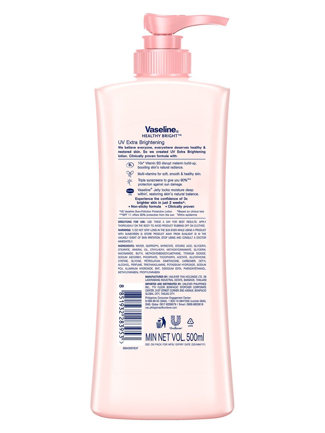 Vaseline Healthy Bright UV Extra Brightening (500ml) (No Color- Image 2)