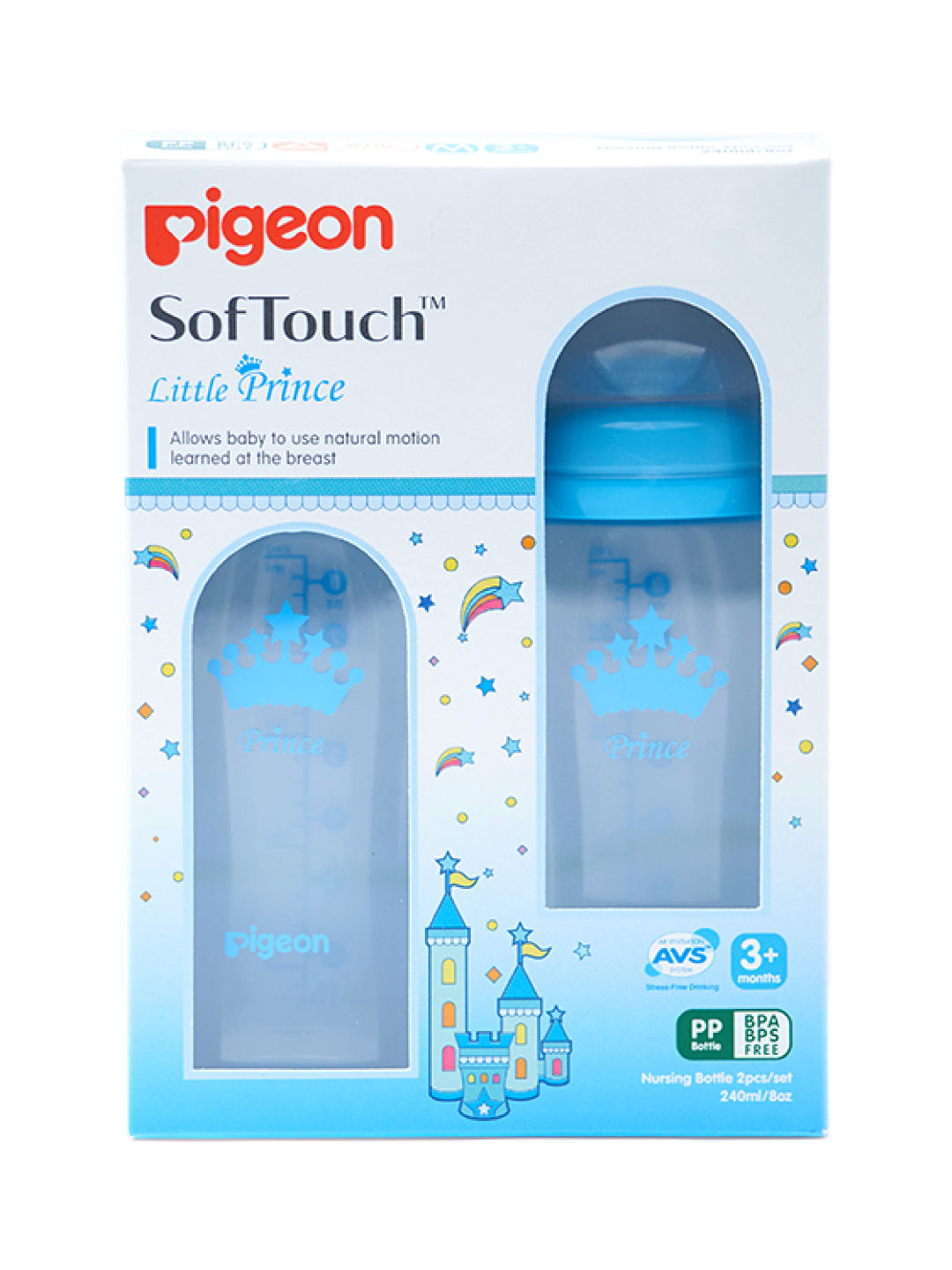 Pigeon Softouch (PP) Prince Nursing Bottle, Twin Pack (240ml)