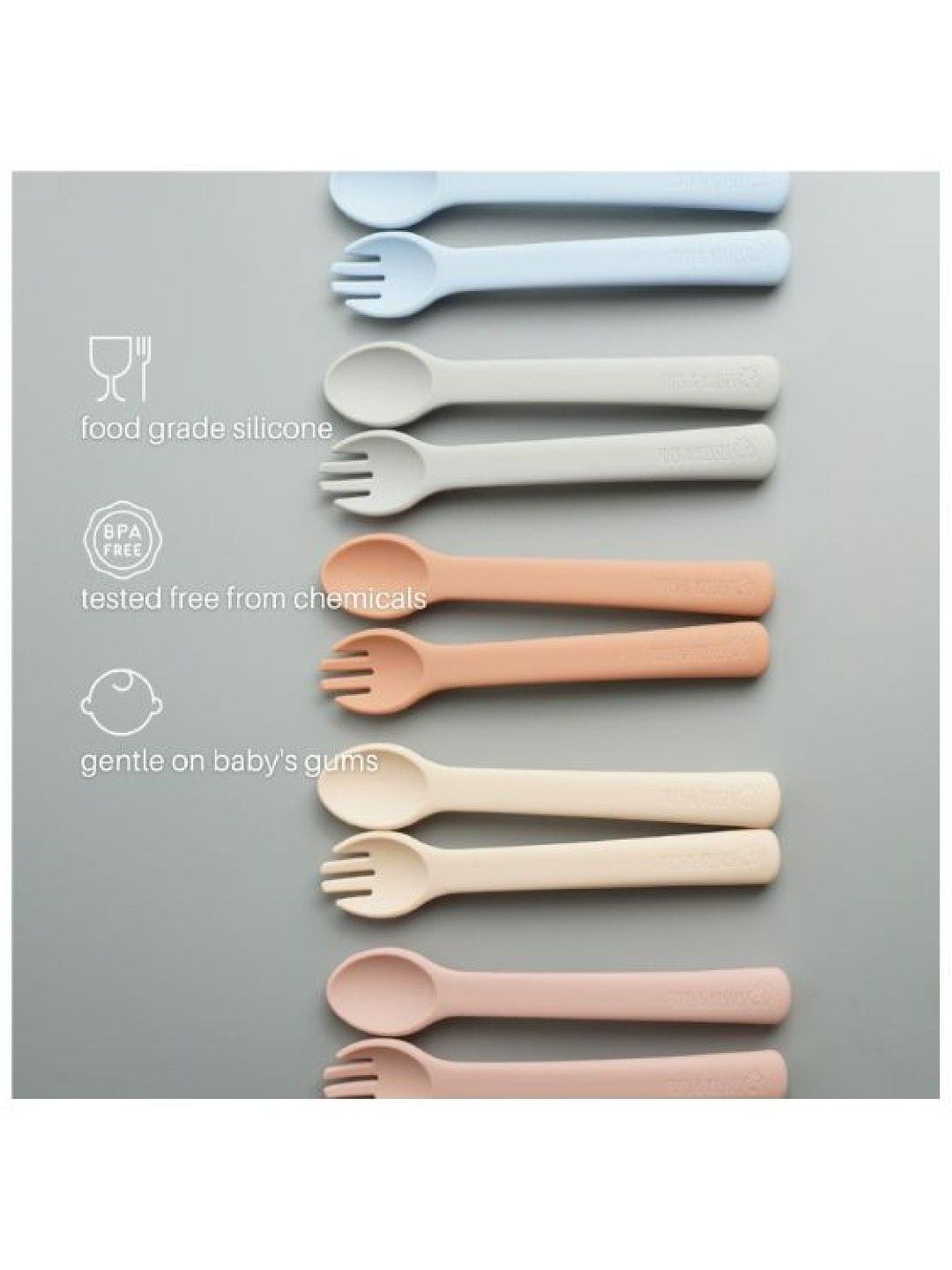 Tots & Kisses First Spoon and Fork Set (Sand- Image 2)