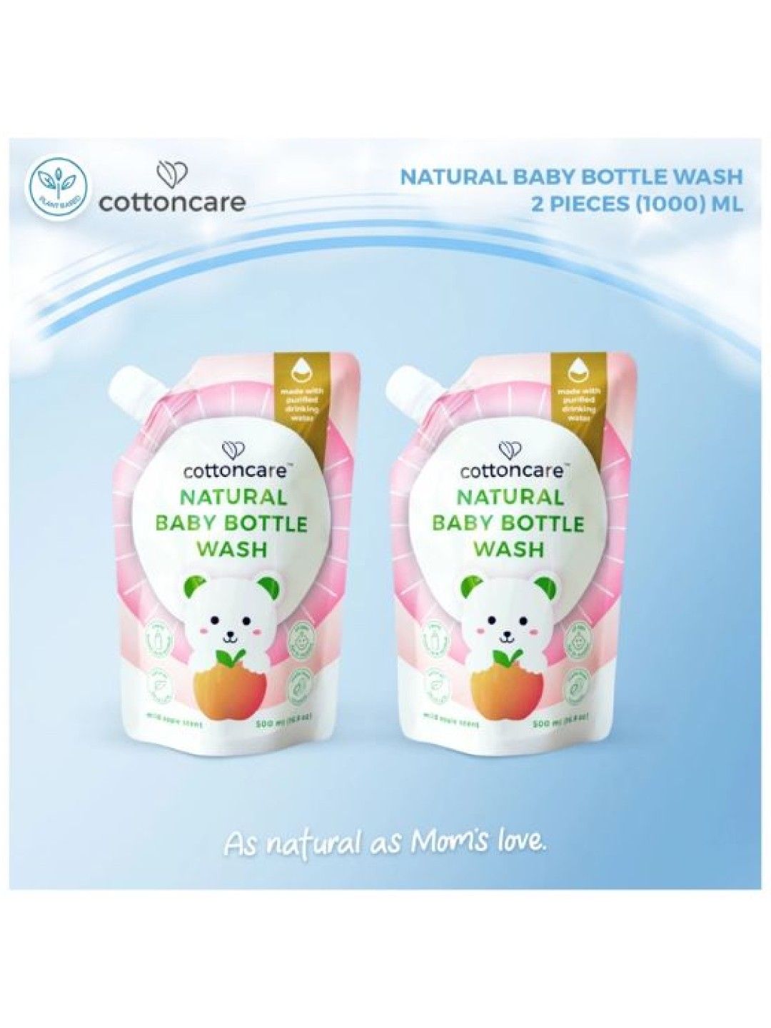 Cotton Central™ Cottoncare™ Natural Baby Bottle Wash Mild Apple scent (1000ml) (No Color- Image 2)