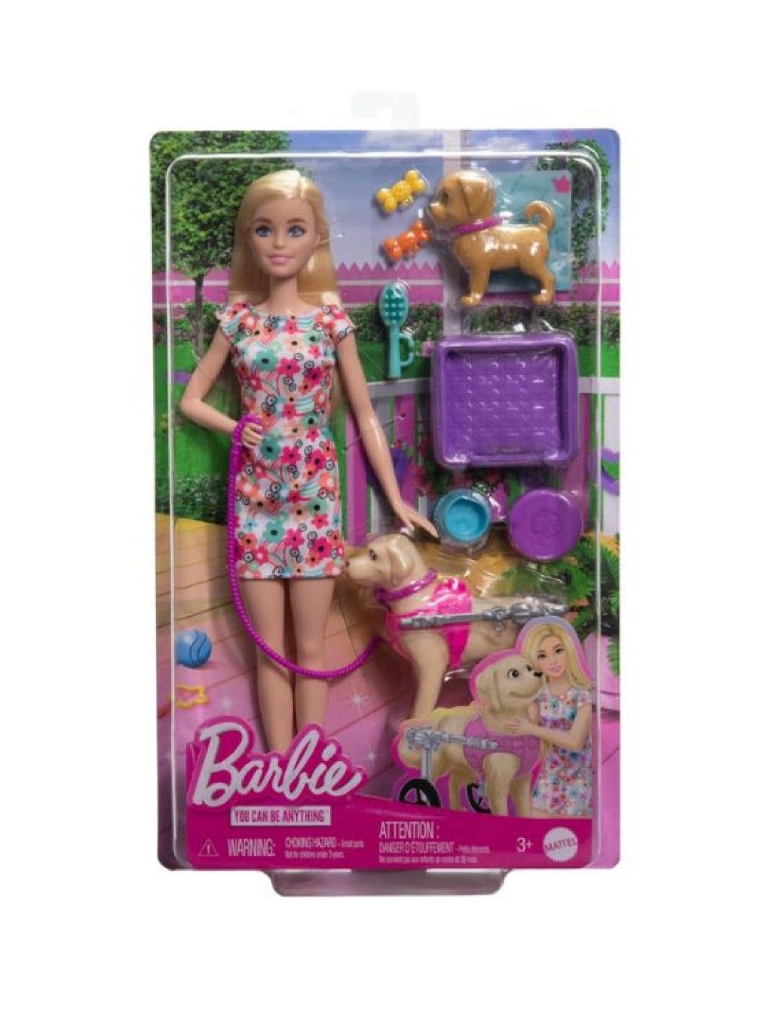 Barbie Doll With A Toy Pup And Dog in A Wheelchair (No Color- Image 4)