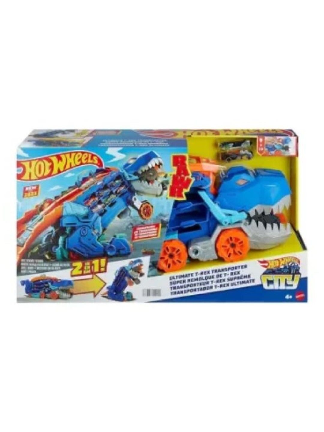 Hot Wheels City Toy Car Track Set, Ultimate T-Rex Transporter, Dinosaur Hauler (No Color- Image 4)