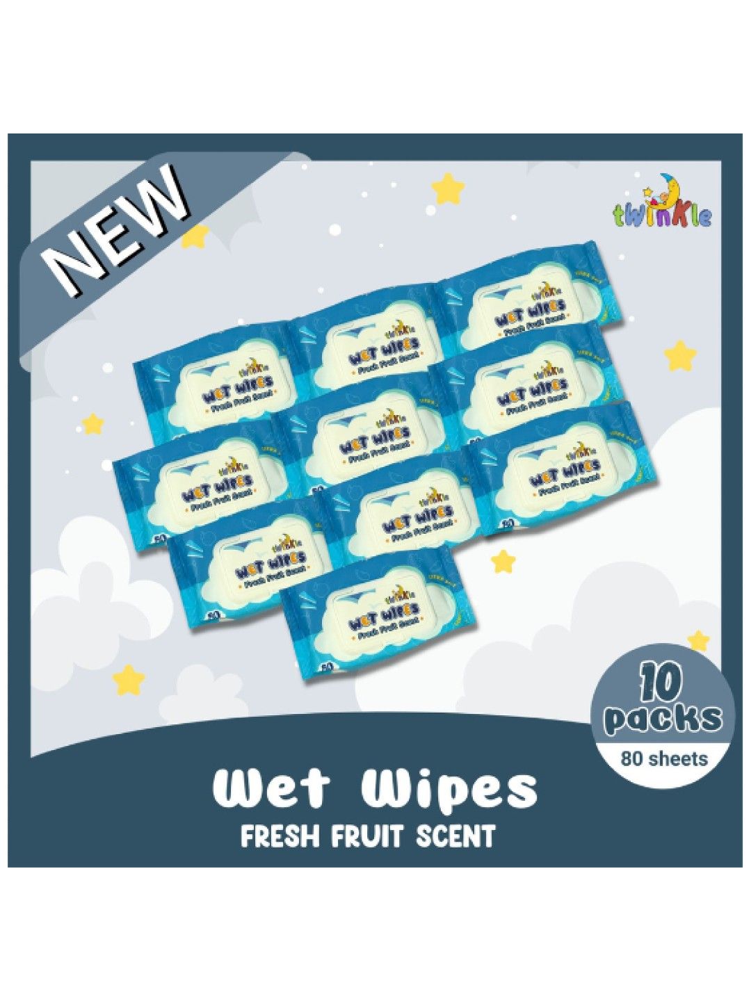 PanPee Twinkle Wet Wipes - Fresh Fruit Scent 80s (10 pack) (No Color- Image 3)