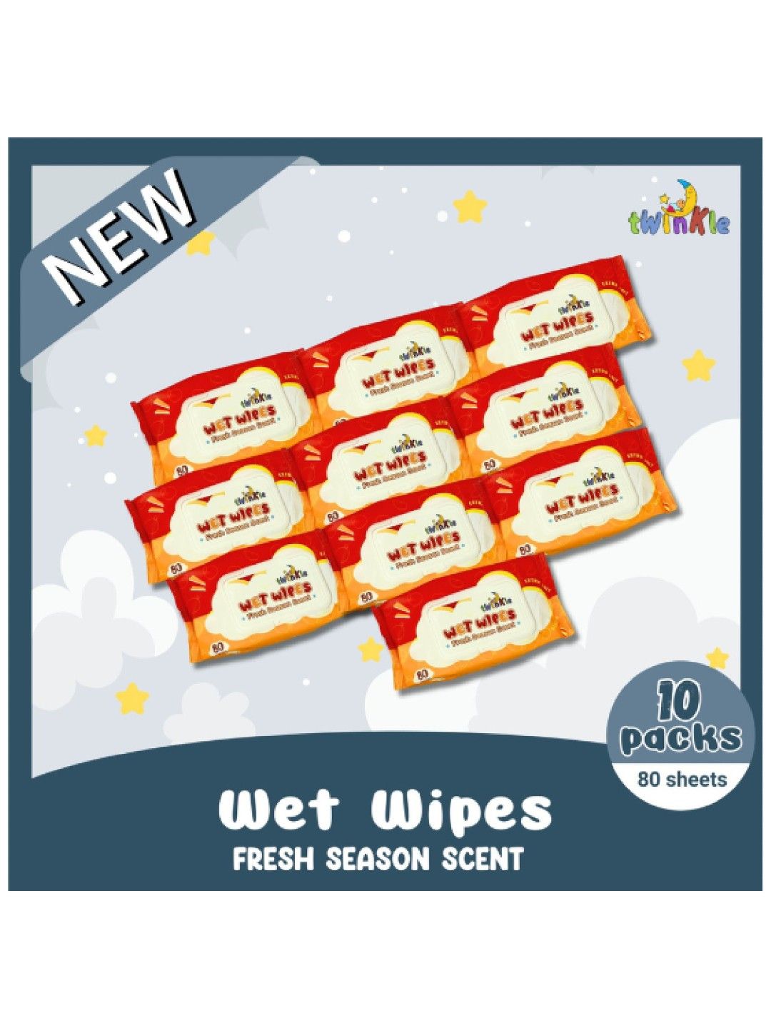 PanPee Twinkle Wet Wipes - Fresh Season Scent 80s (10 pack) (No Color- Image 3)