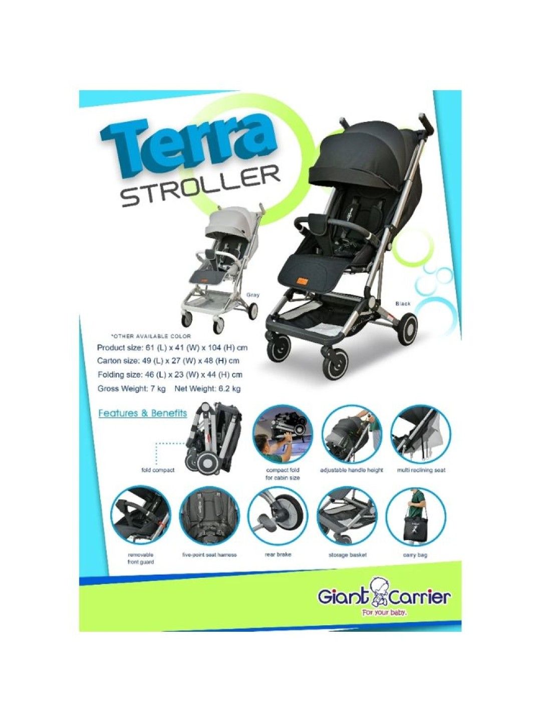 Giant Carrier Terra Stroller (Black- Image 4)