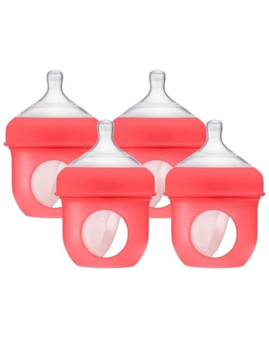 BOON NURSH Silicone Pouch Bottle 4oz 4-Pack (Coral)