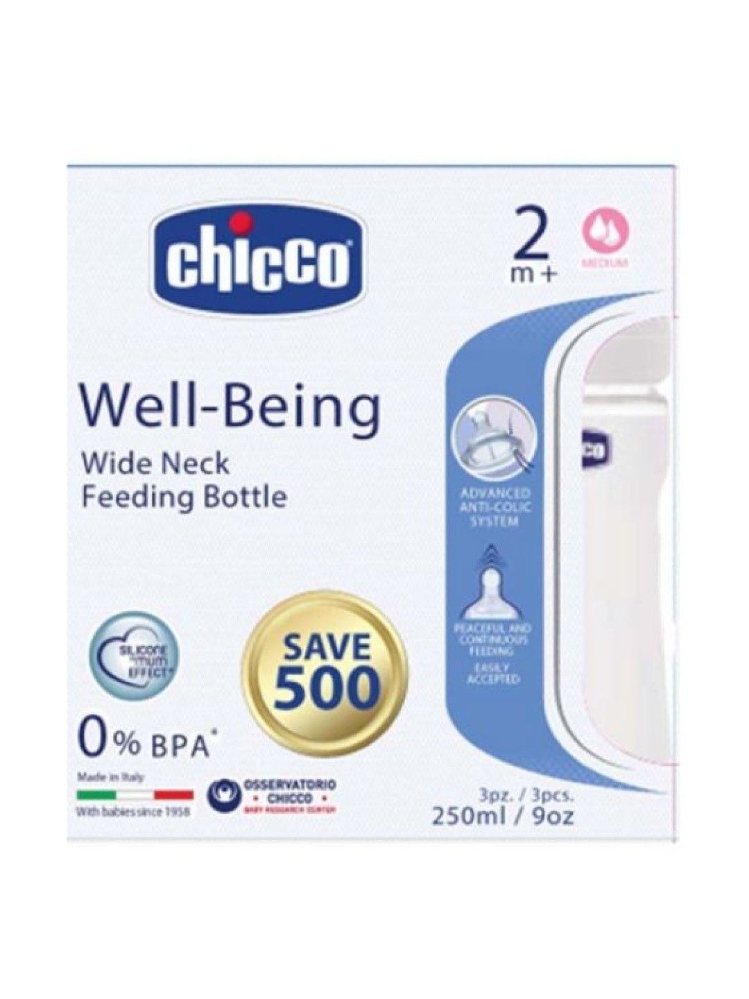 Chicco Well Being Bottle 250ml 3-pack (No Color- Image 2)