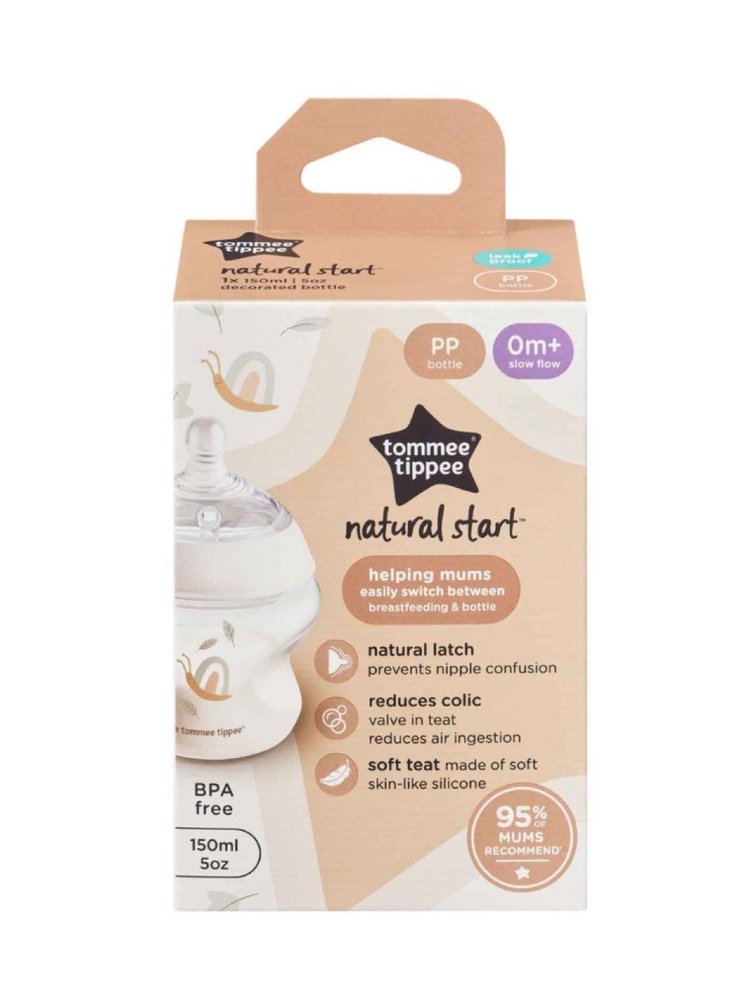 Tommee Tippee Natural Start PP Bottle 5oz (Single) With Super Soft Teat, Slow Flow (No Color- Image 3)