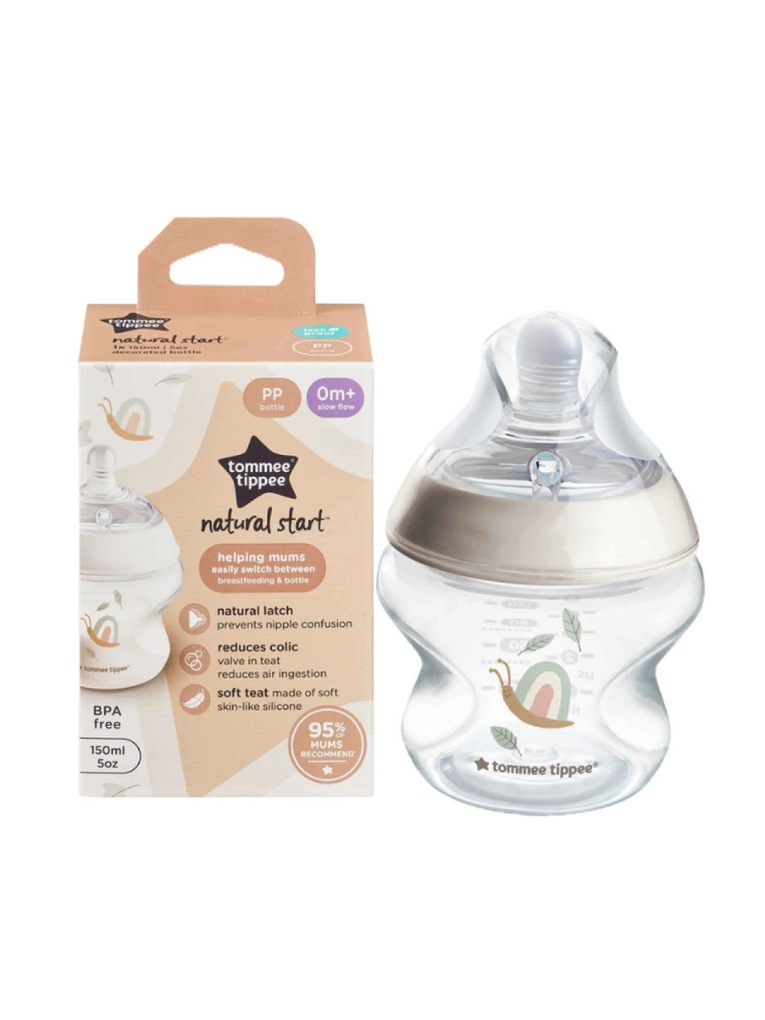 Tommee Tippee Natural Start PP Bottle 5oz (Single) With Super Soft Teat, Slow Flow (No Color- Image 1)