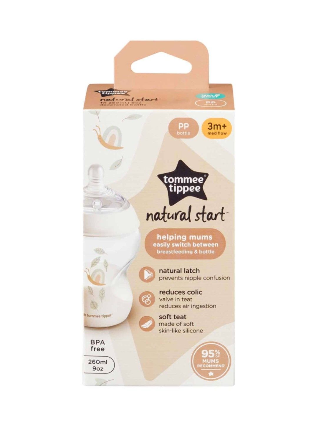 Tommee Tippee Natural Start PP Bottle 9oz (Single) With Super Soft Teat, Med Flow (No Color- Image 3)