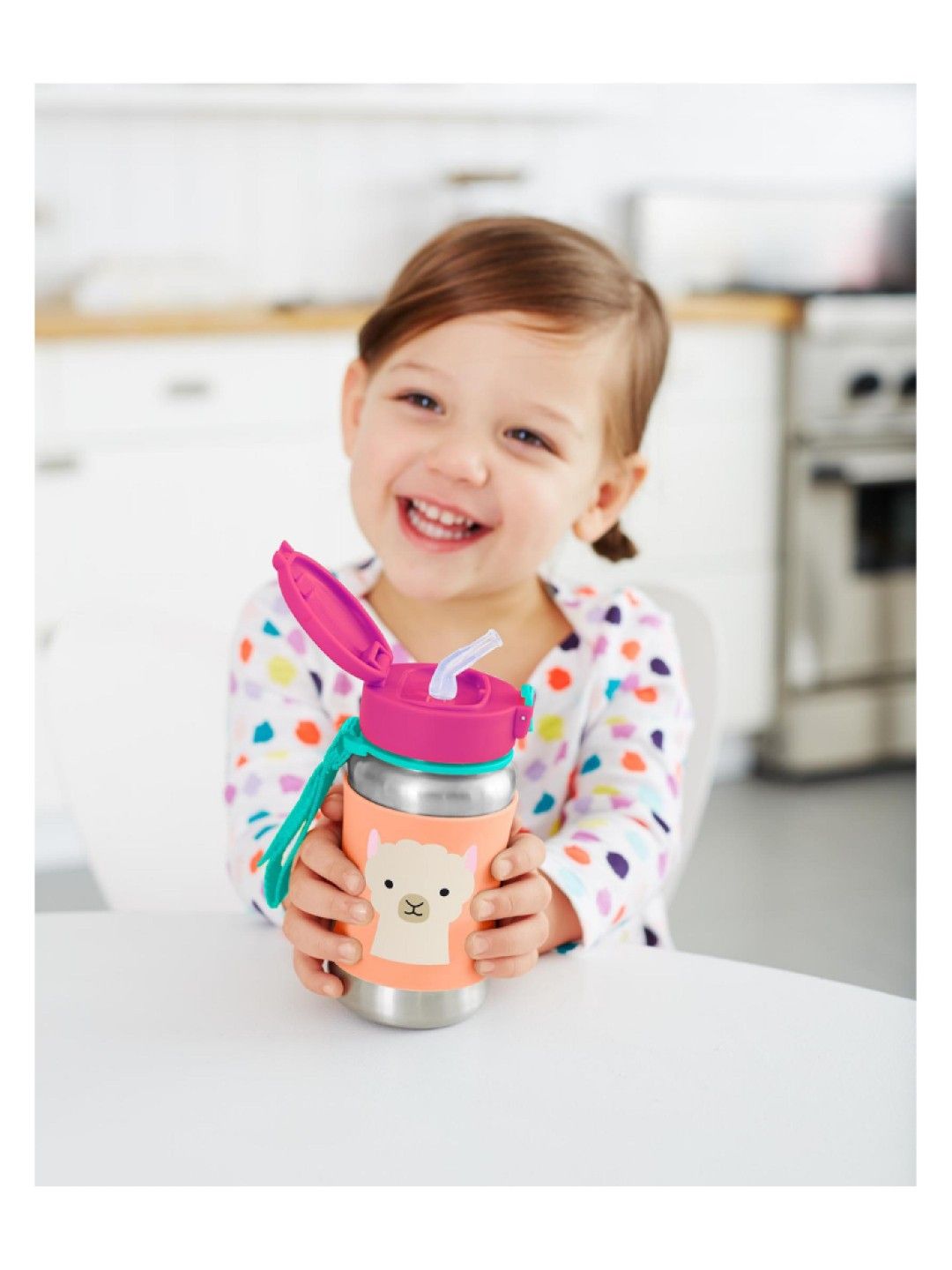 Skip Hop ZOO Stainless Steel Straw Bottle - Llama (No Color- Image 3)