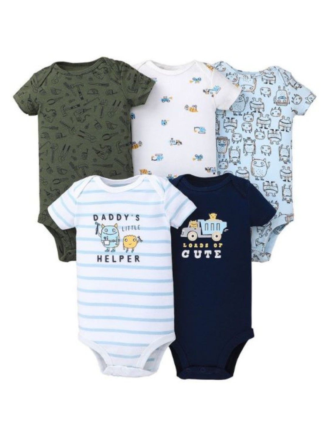 Cottonkind Daddy's Boy 5-Piece Shortsleeves Onesie (Multicolor- Image 1)