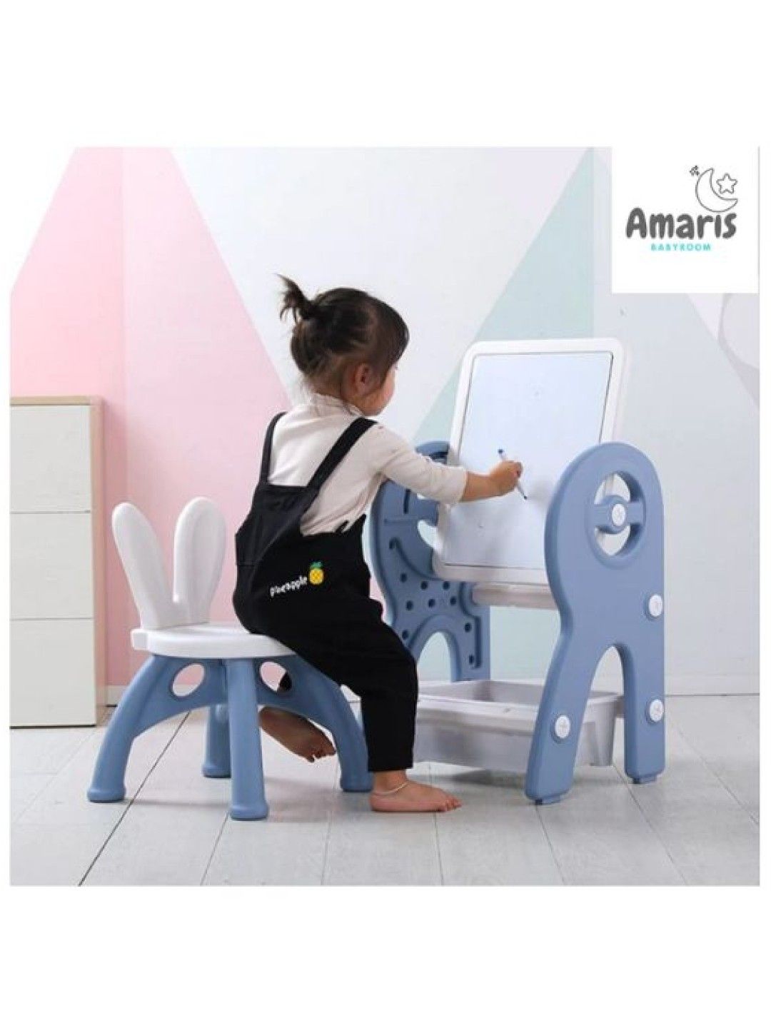 QT Hub Amaris Whiteboard with Lego Blocks Table and Chair (White- Image 4)