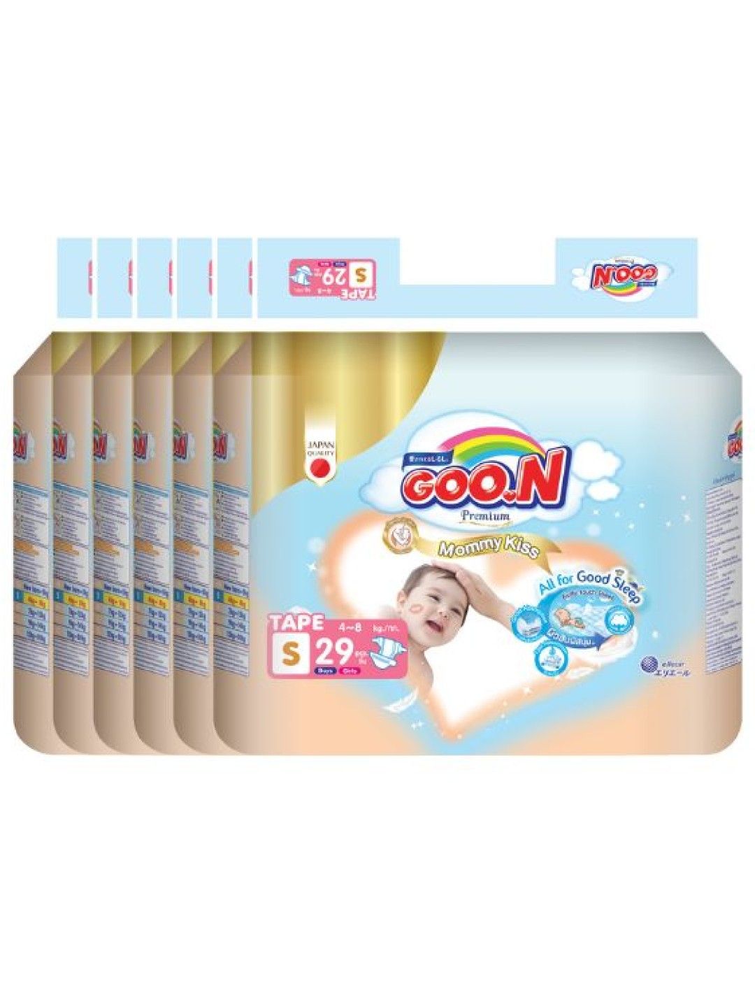 GOO.N Mommy Kiss Premium Diaper Tape Small 6-Pack (174pcs) (No Color- Image 1)
