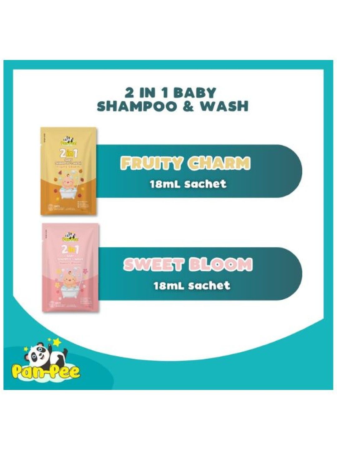 PanPee 2in1 Baby Shampoo and Wash Fruity Charm (18ml) - Bundle of 60's (No Color- Image 2)