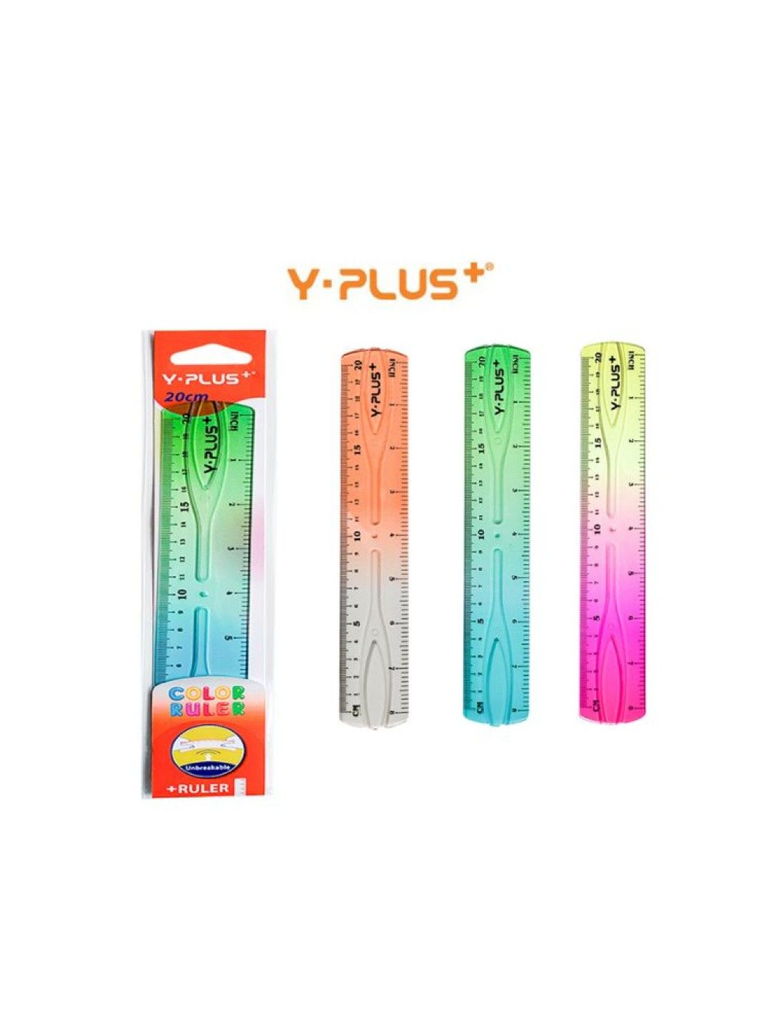 Y-PLUS+ 1 Piece Unbreakable Color Ruler 20cm (Green/Blue- Image 3)