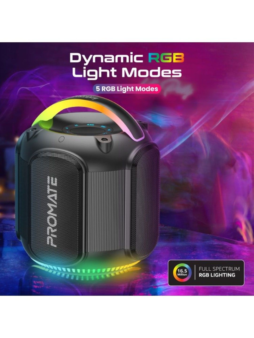 Promate Dynamic RGB Bluetooth v5.3 True Wireless 80W Speaker (No Color- Image 3)