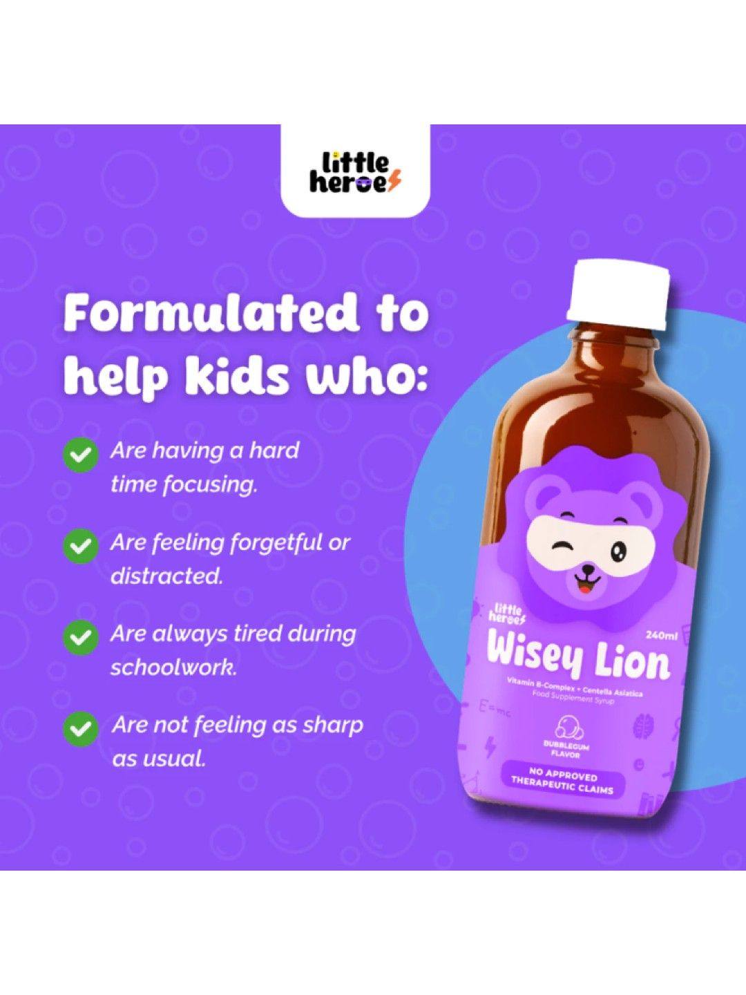 Little Heroes Wisey Lion Vitamins Supplement Syrup (240ml) (No Color- Image 3)