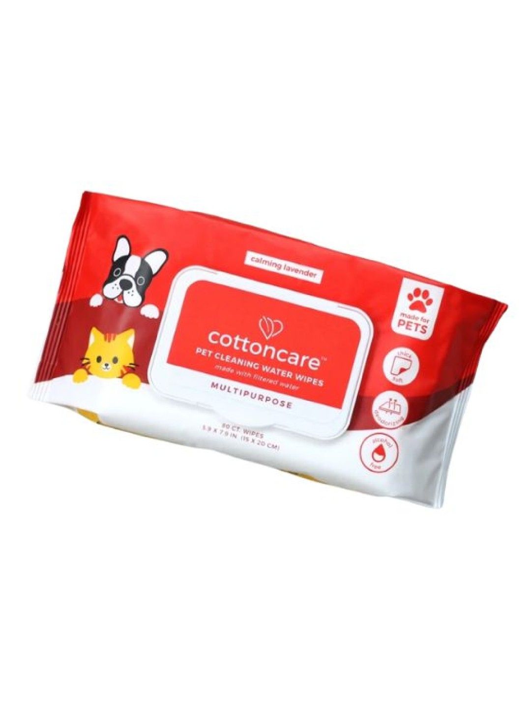 Cotton Central™ Cottoncare™ Multipurpose Pet Cleaning Water Wipes Calming Lavender Scent (80s)