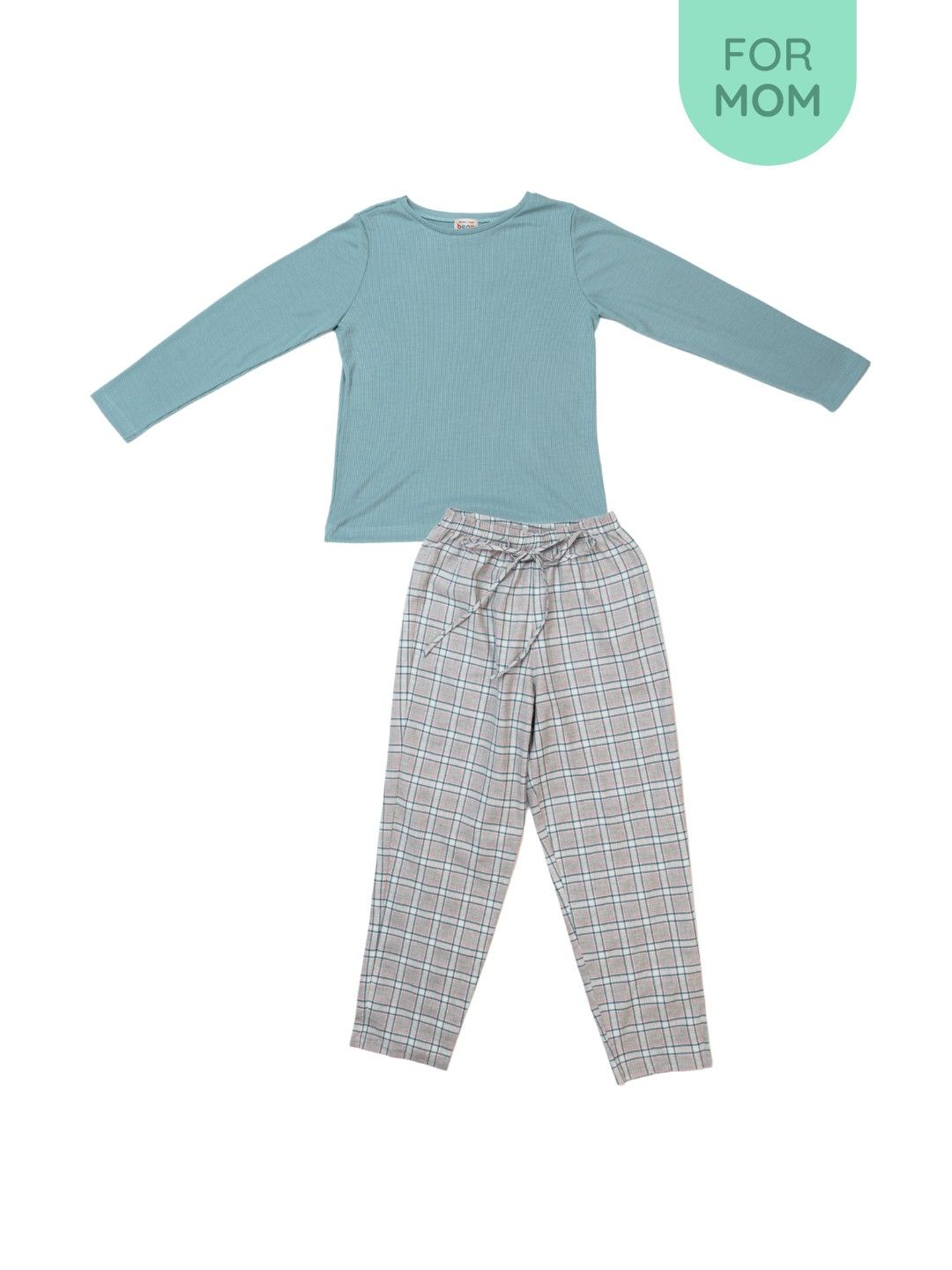 bean fashion Plaid Sleep Pajama Set for Mom