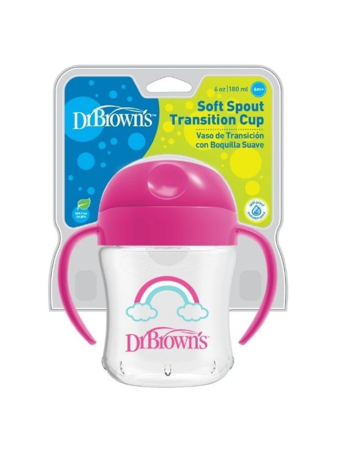 Dr. Brown's Training Cup Transition Cup with Handles Soft-Spout (6 oz/180 ml) (Pink- Image 4)