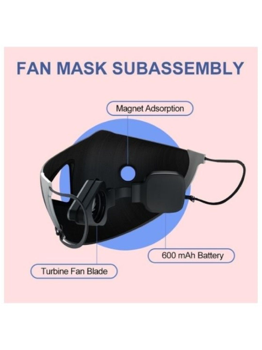 Fuslon Children's Mask with Built in Air Purifier (Peach- Image 4)