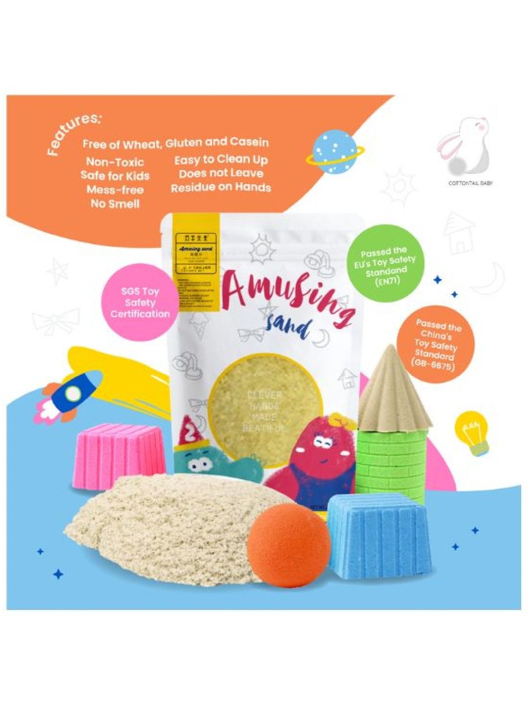 Cottontail Baby Amusing Sand 500g (Yellow- Image 3)