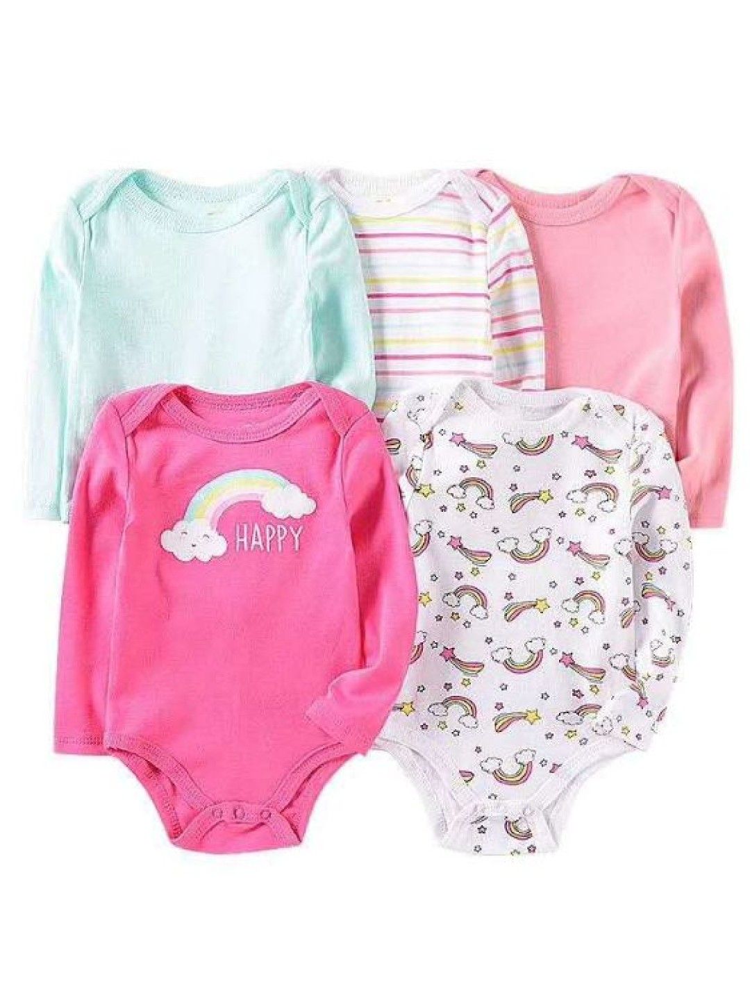 Cottonkind Rainbow 5-Piece Set Longsleeves Onesies