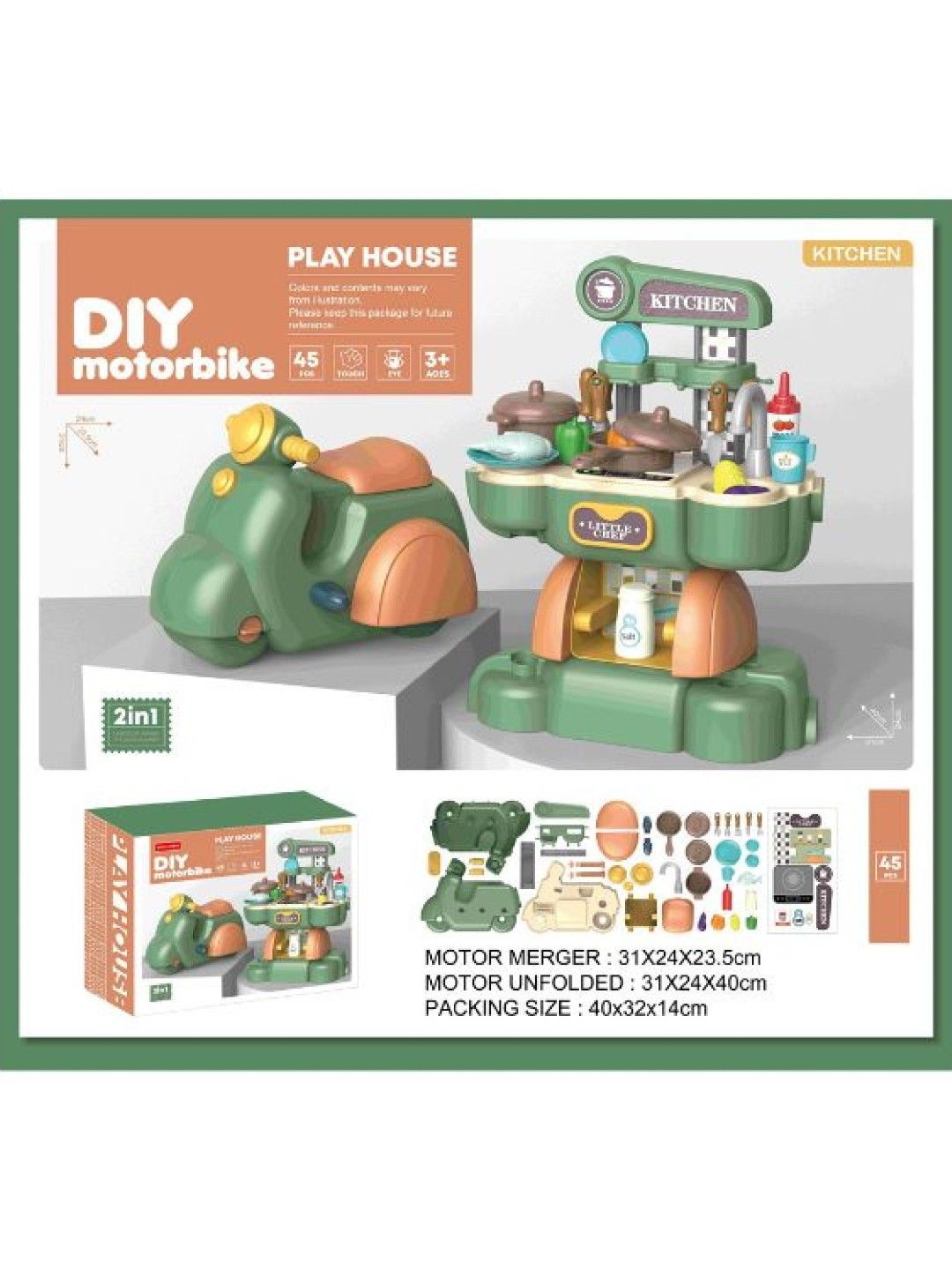 Vanyeh 2-in-1 Motorbike Playset (Kitchen- Image 2)