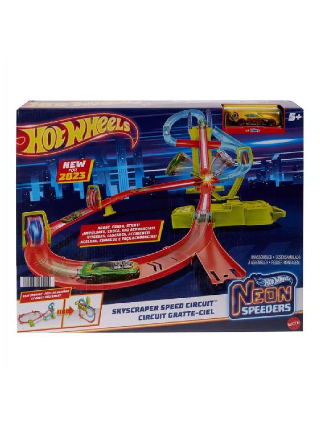 Hot Wheels Neon Speeders Skyscaper Speed Circuit Track Set (No Color- Image 4)