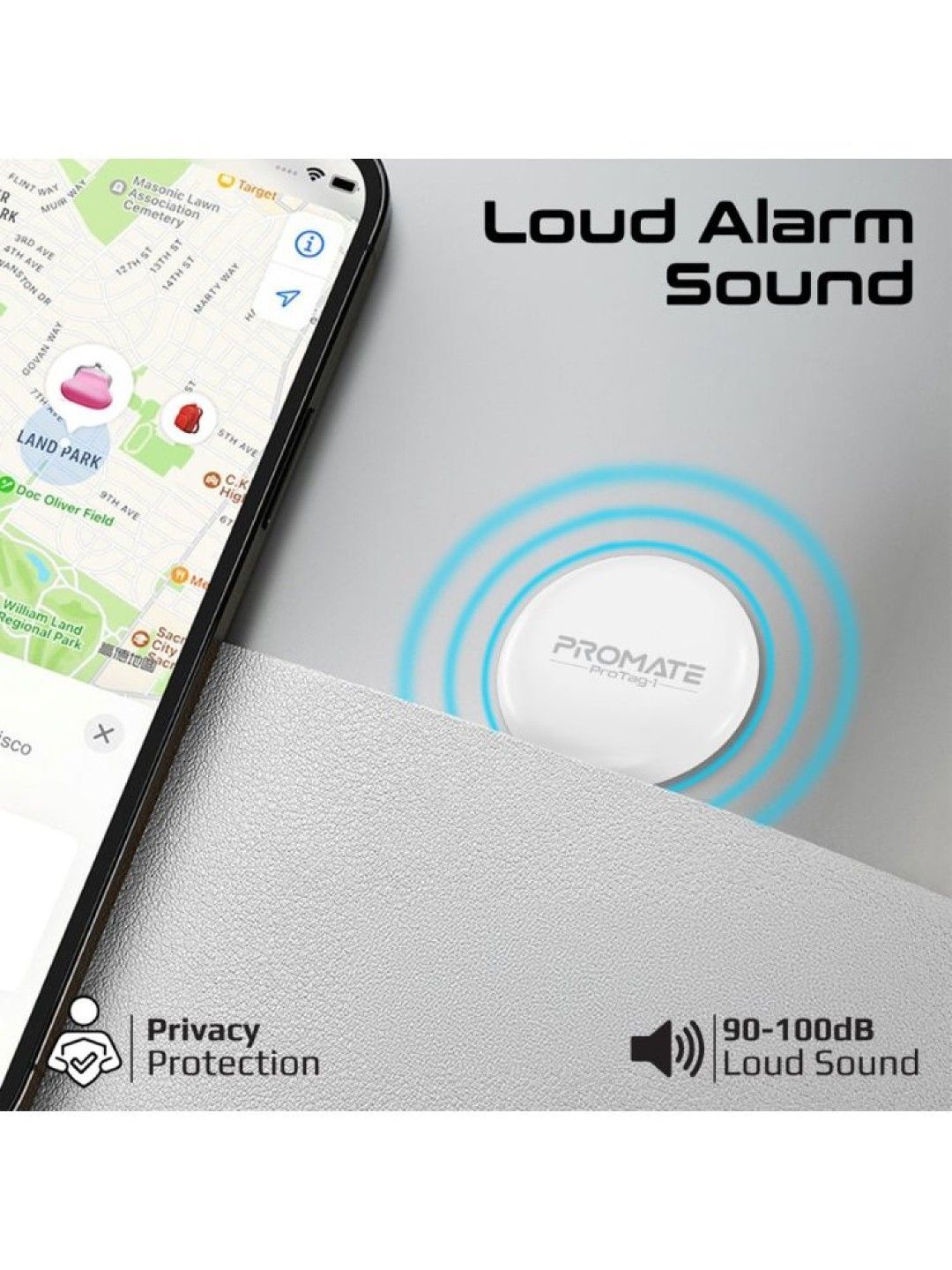 Promate Ultra-compact Smart Precision Tracking Wireless Tag for Apple Find My App (White- Image 4)