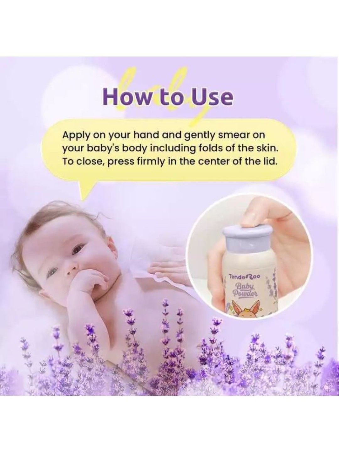 Tenderoo Baby Powder Natural Rice + Corn Starch Formula 80g (No Color- Image 4)