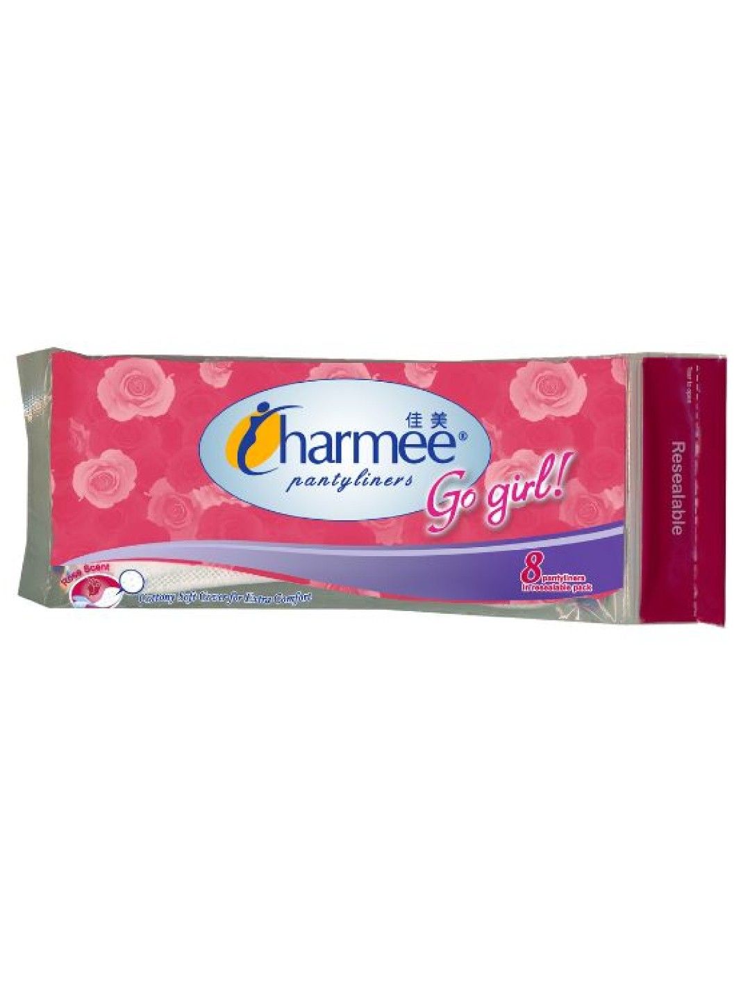 Charmee Go Girl Pantyliner Rose Scent 8's (No Color- Image 1)