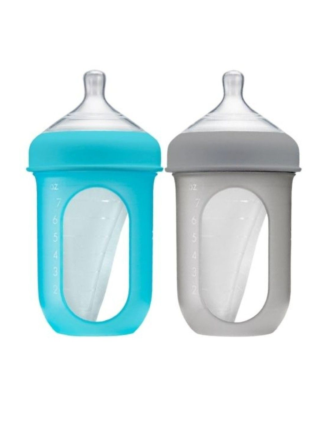 BOON NURSH Silicone Pouch Bottle 8oz Twin Pack (Blue & Gray) (No Color- Image 2)