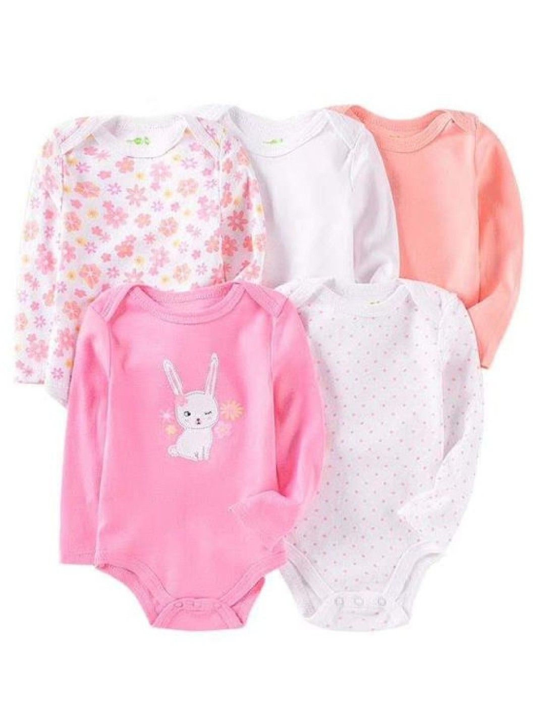 Cottonkind Bunny 5-Piece Set Longsleeves Onesies (Multicolor- Image 1)