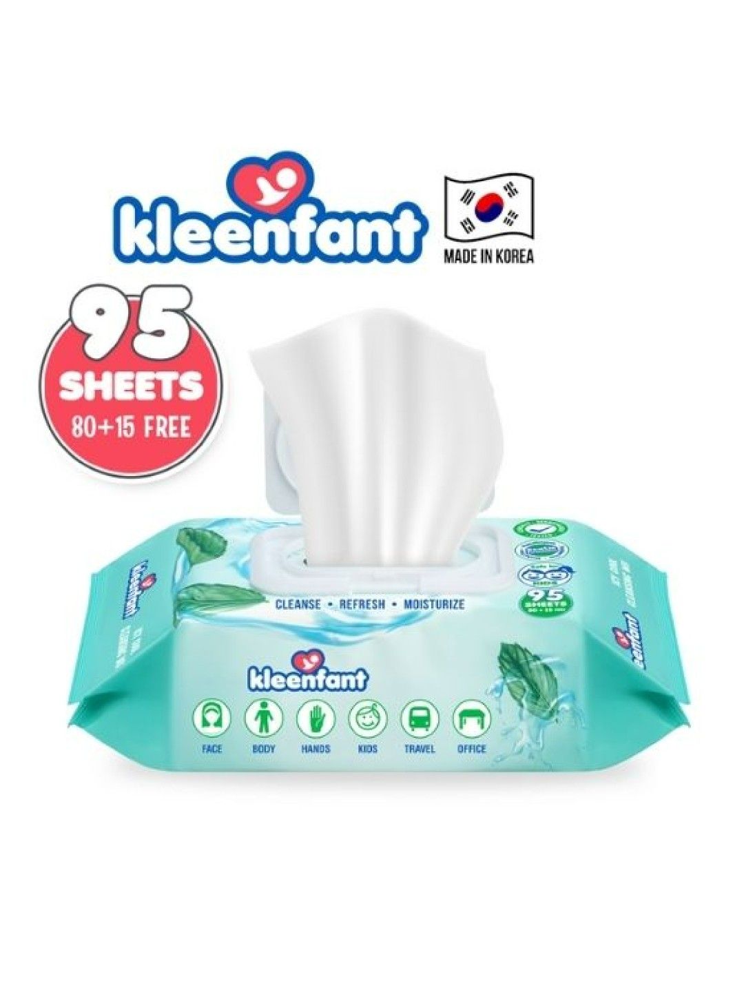 Kleenfant Menthol Fresh Icy Cool Cleansing Wipes (95s) (No Color- Image 2)