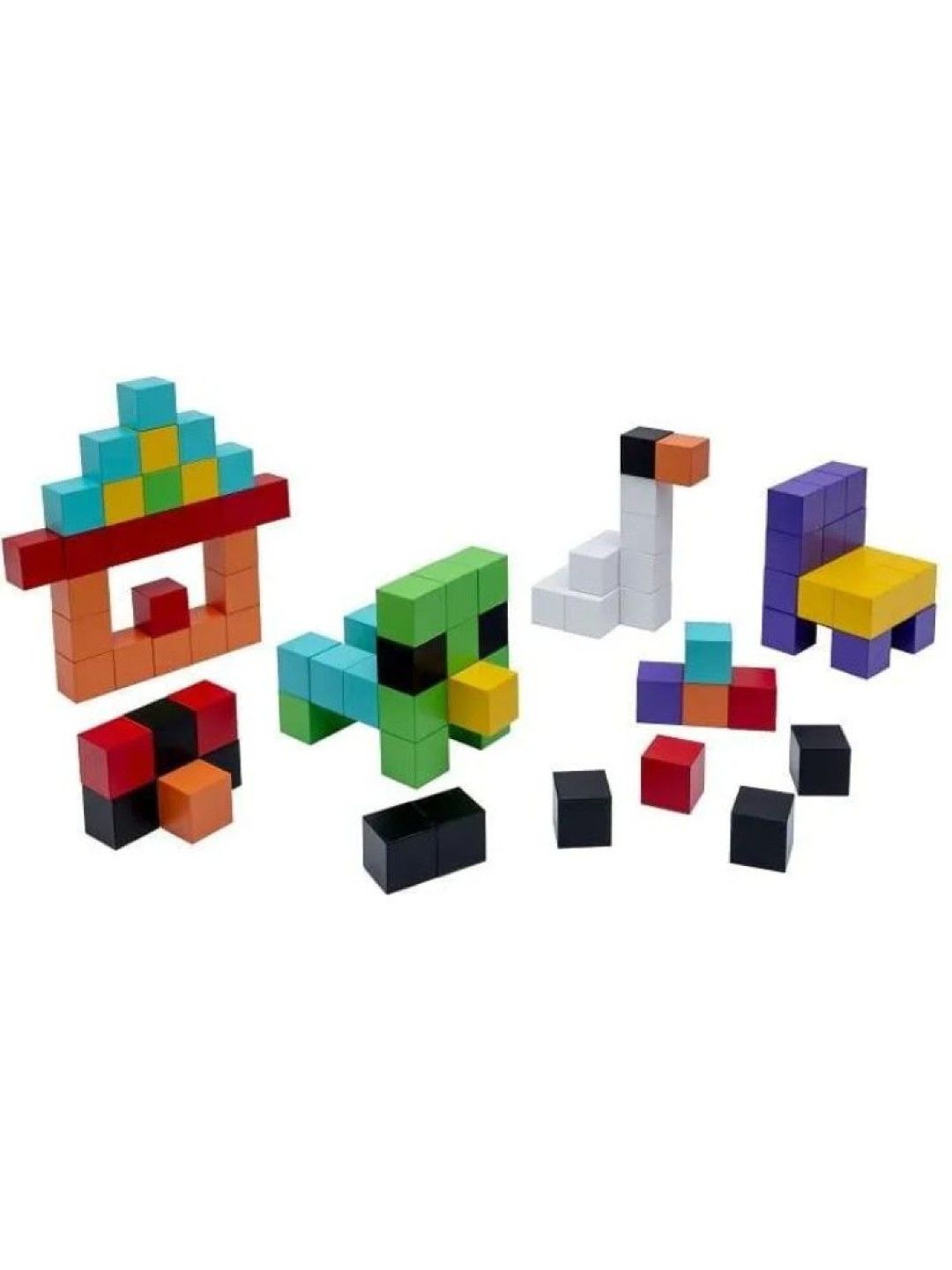 Magnetic Blocks Magnetic Building Blocks Educational Puzzle Toy Color Cubes 96pcs. (No Color- Image 3)