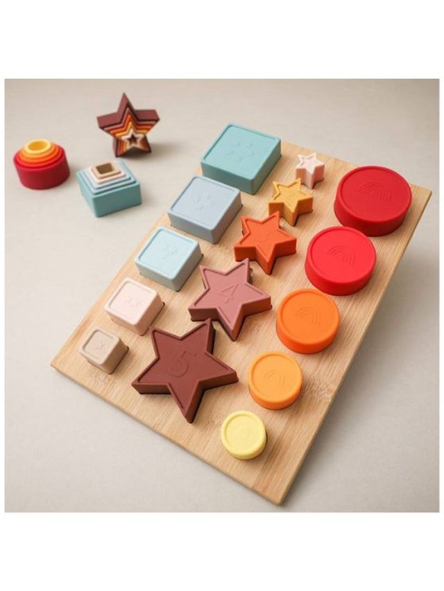 Hungry Hippo PH 3IN1 Wooden Silicon Shape Sorter edamama