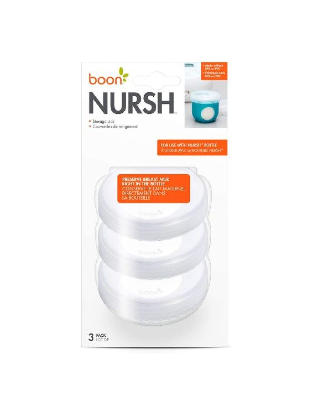 BOON NURSH Milk Storage Cap (3-Pack) BPA-Free (White- Image 4)