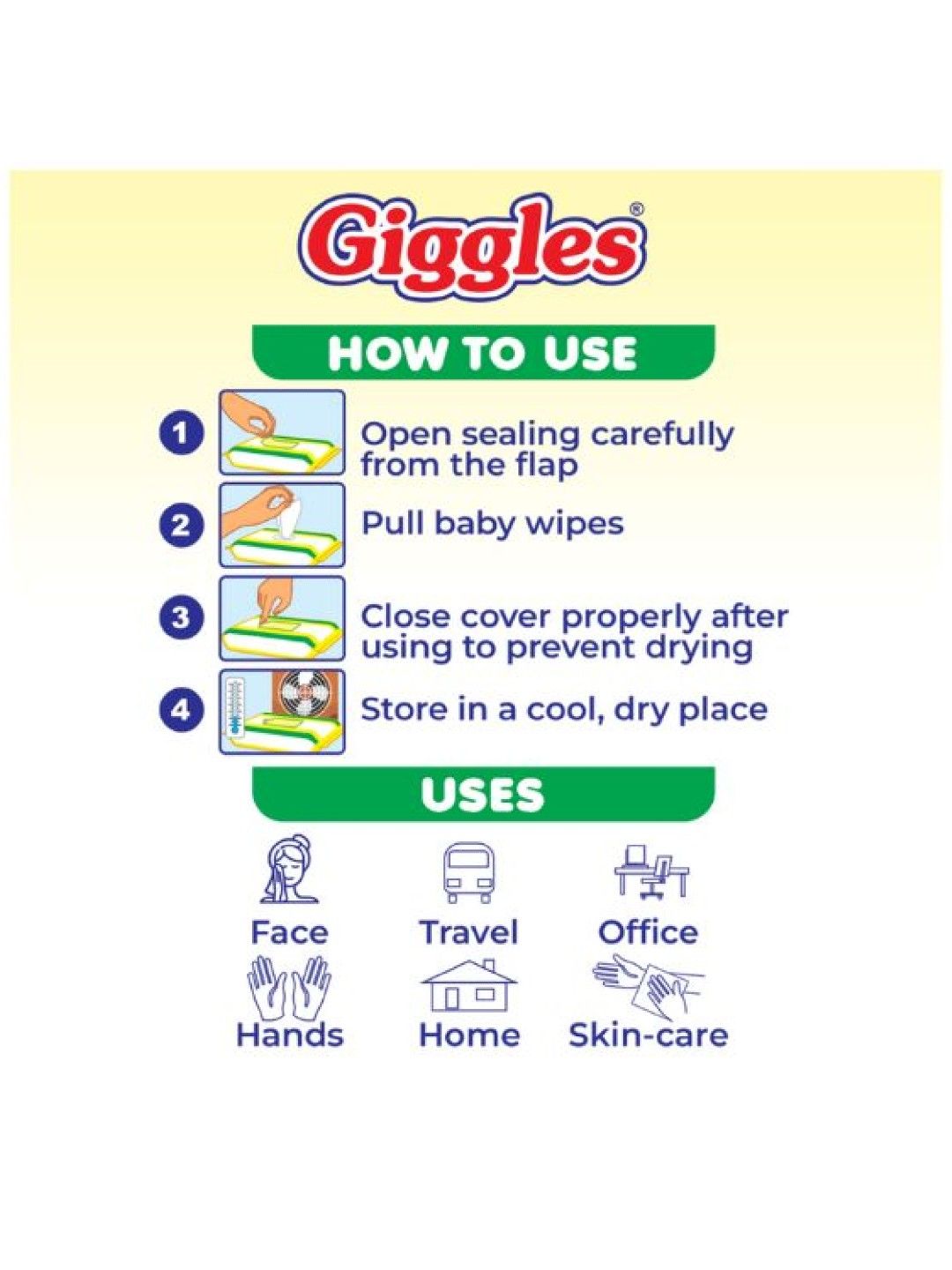 Giggles Wet Wipes Powder Scent 96s (No Color- Image 3)